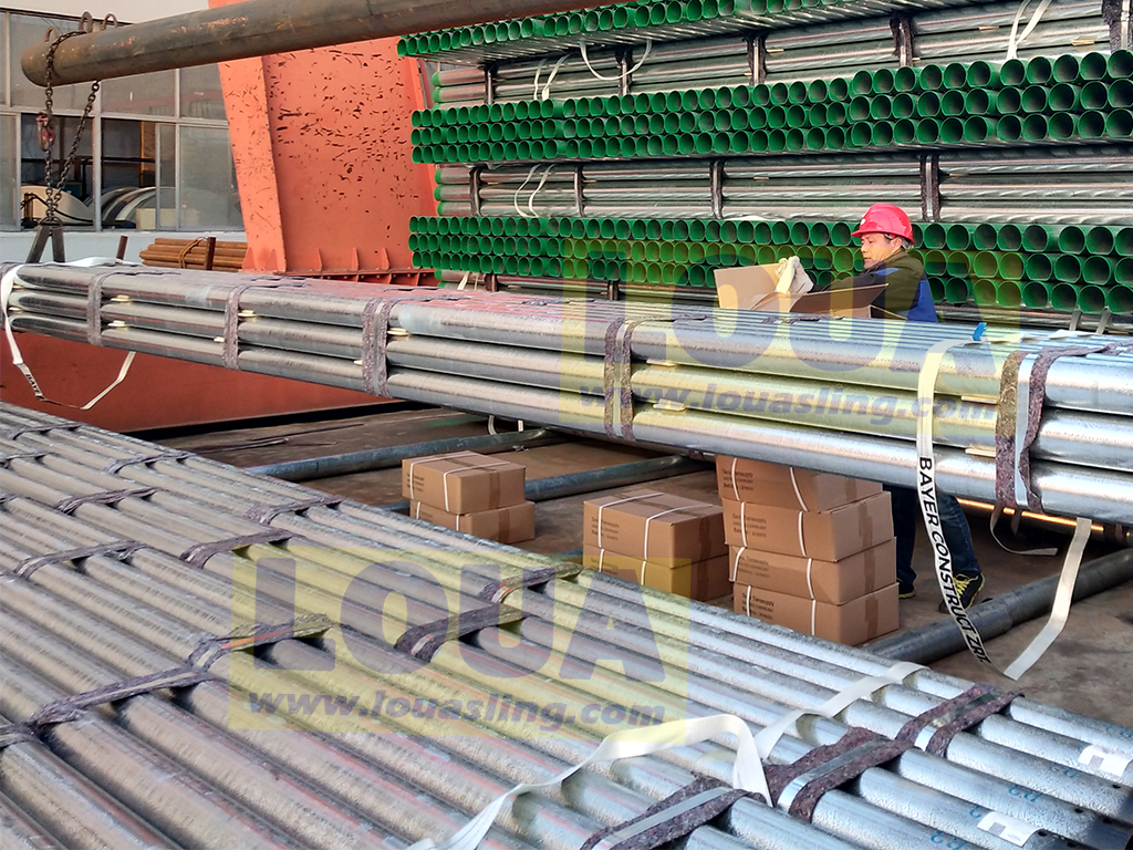 Steel Pipe lifitng strap white color -LOUA SLING CO.,LTD